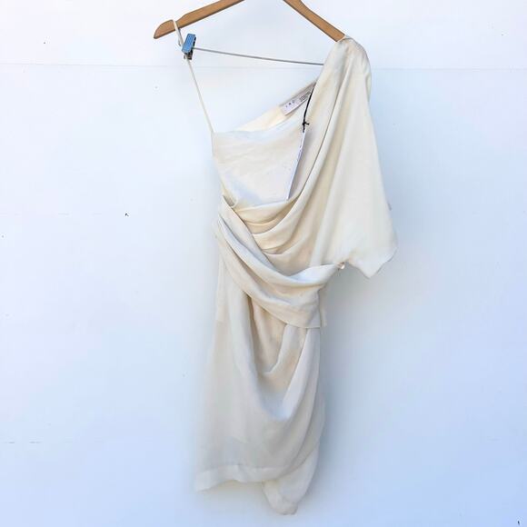 New IRO Ferila One Shoulder Chalk White Mini Cocktail Dress Structural Size 36 4 - Picture 3 of 11